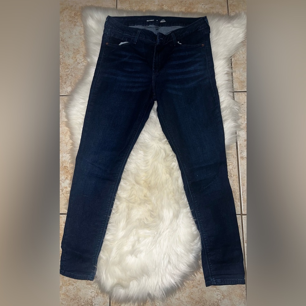 Old Navy Dark Blue Women's Jeans midrise Rockstar super skinny size 12